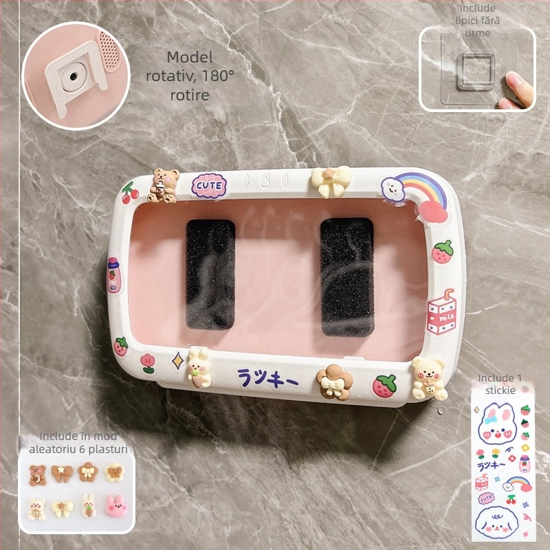 Suport pentru telefon în baie, montat pe perete, cu cutie impermeabilă și raft de depozitare — Lime Ben, Material: Alt, Stil: Simplitate modernă