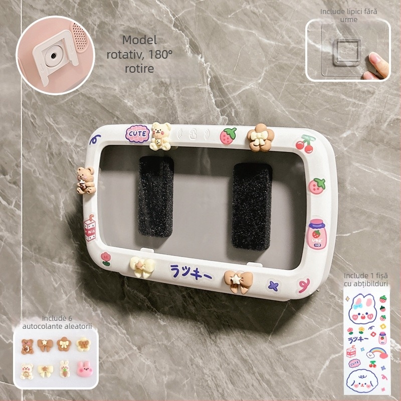Suport pentru telefon în baie, montat pe perete, cu cutie impermeabilă și raft de depozitare — Lime Ben, Material: Alt, Stil: Simplitate modernă