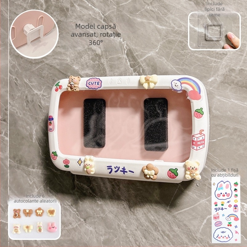 Suport pentru telefon în baie, montat pe perete, cu cutie impermeabilă și raft de depozitare — Lime Ben, Material: Alt, Stil: Simplitate modernă