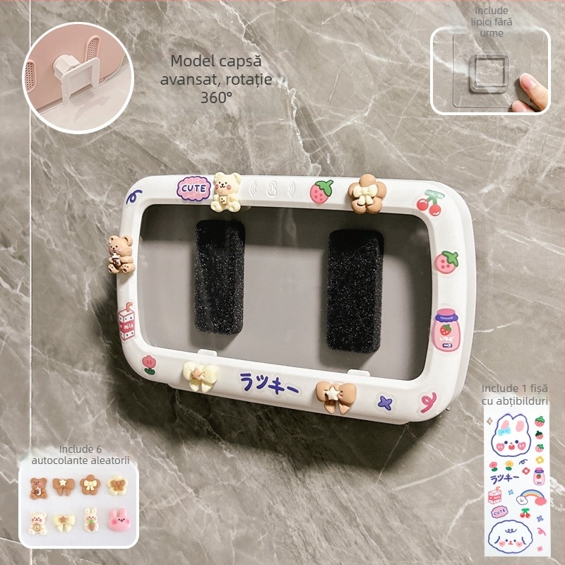 Suport pentru telefon în baie, montat pe perete, cu cutie impermeabilă și raft de depozitare — Lime Ben, Material: Alt, Stil: Simplitate modernă