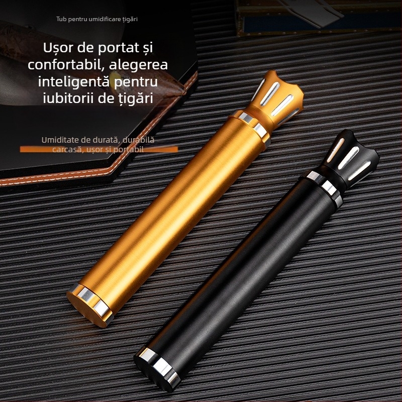 Tub de hidratare pentru trabucuri din aliaj de aluminiu — portabil, etanș, multifuncțional, cu deschizător și suport pentru trabucuri