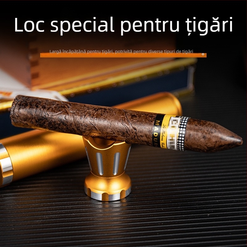 Tub de hidratare pentru trabucuri din aliaj de aluminiu — portabil, etanș, multifuncțional, cu deschizător și suport pentru trabucuri