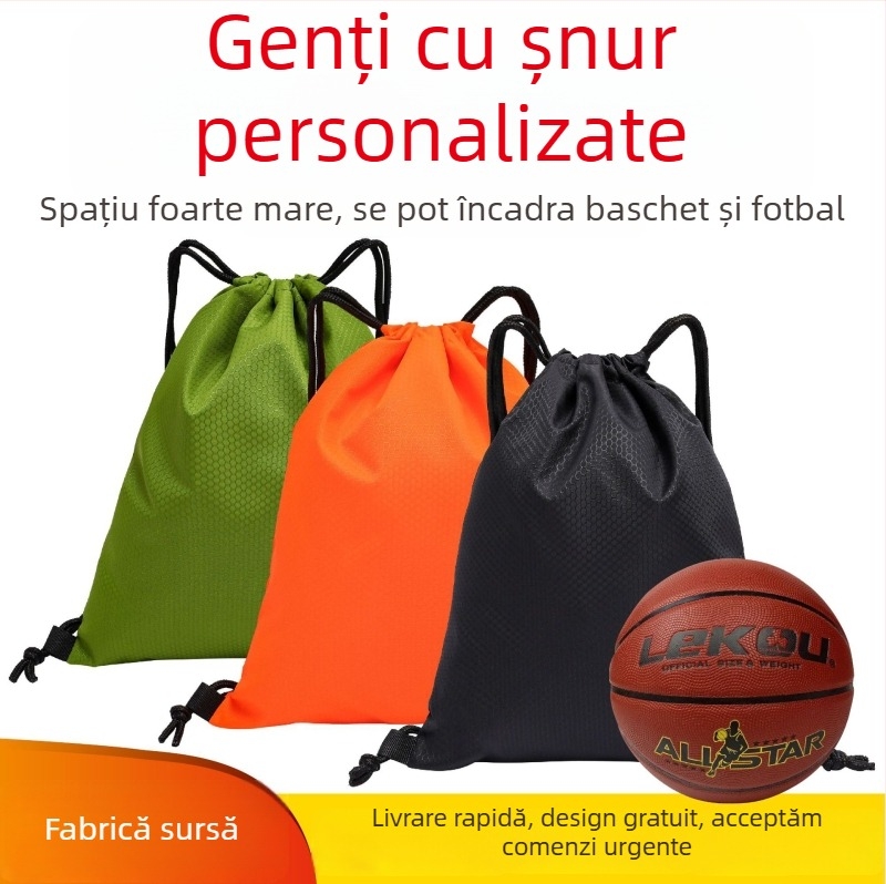 Geantă-rucsac sport Oxford, personalizabilă, cu motiv de fotbal, imprimare prin transfer termic și serigrafie