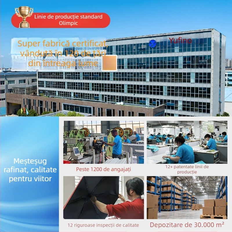 Fino umbrelă de soare – capsulă, șase brațe, deschidere manuală, UPF50+, țesătură 190T, greutate 243 g