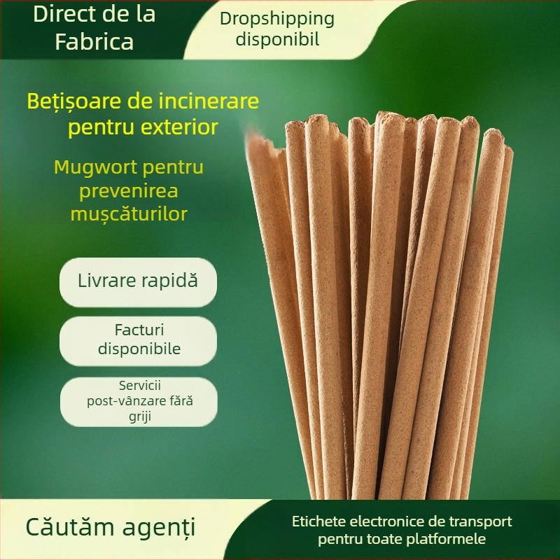 Bețișoare repelente de țânțari cu Wormwood, pentru exterior, formulă solidă pe bază de rădăcină, ușor toxice, Fire Bat