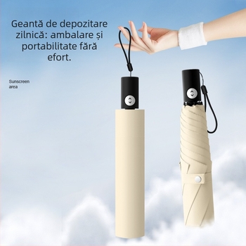 Umbrelă de soare în stil japonez, ultra-ușoară, deschidere-închidere automată, 6 brațe, tijă din aluminiu, protecție UV UPF50+