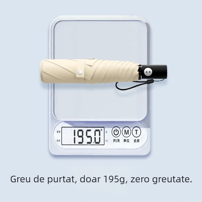 Umbrelă de soare în stil japonez, ultra-ușoară, deschidere-închidere automată, 6 brațe, tijă din aluminiu, protecție UV UPF50+