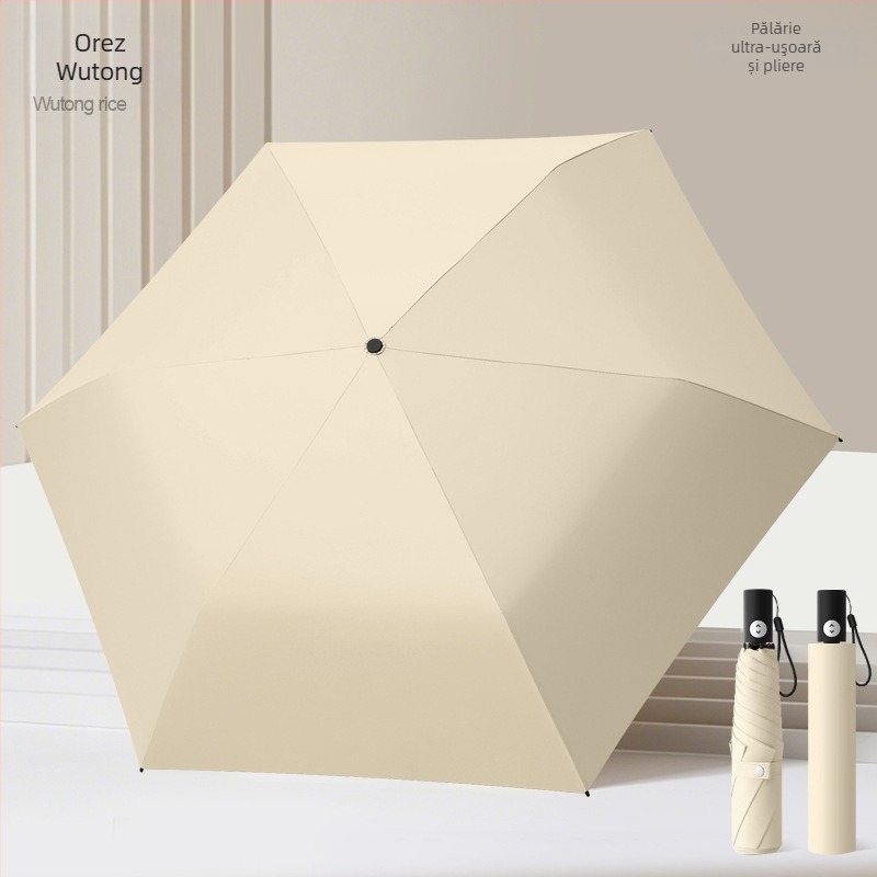 Umbrelă de soare în stil japonez, ultra-ușoară, deschidere-închidere automată, 6 brațe, tijă din aluminiu, protecție UV UPF50+