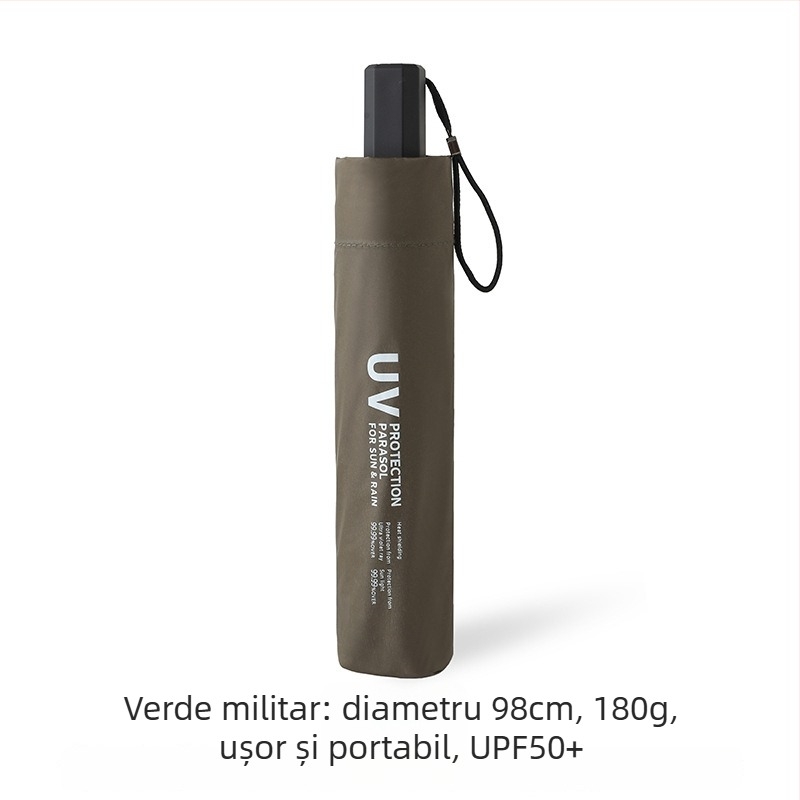 Umbrelă în formă de creion din fibră de carbon, 6 arce, brațe din fibră, tijă din aliaj, UPF > 50