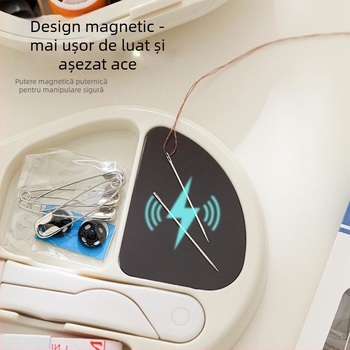 Kit de cusut magnetic, multifuncțional, portabil, cu spațiu de depozitare pentru uneltele de cusut – pentru internat