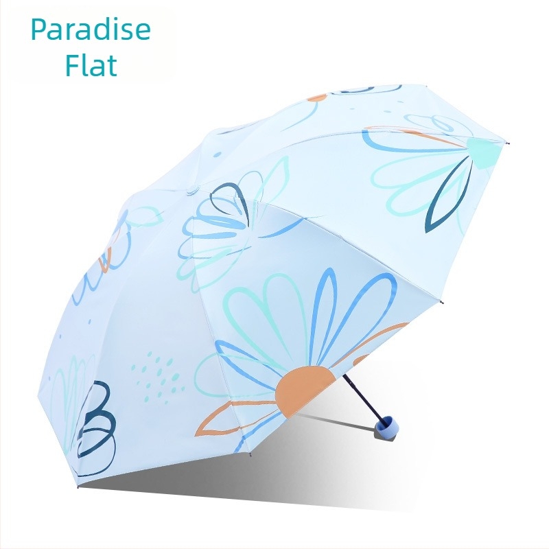 Umbrelă de soare 33886E Paradise Flower Dream, 8 brațe din oțel, țesătură 190T, deschidere manuală, design pliabil tri-fold, UPF > 50, greutate aproximativ 350 g