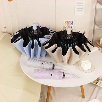 Umbrelă – manuală, 16 nervuri, pentru ploaie și soare, țesătură din vinil, protecție UV UPF50+