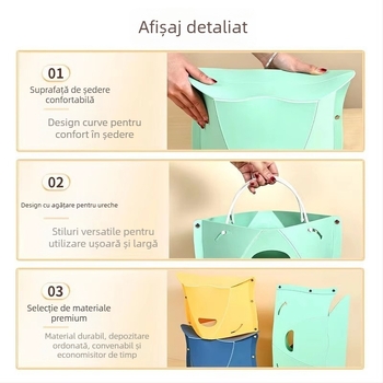 Taburet pliabil de depozitare cu șnur – utilizare în exterior, portabil, pentru camping și pescuit, din plastic, sarcină 120 kg