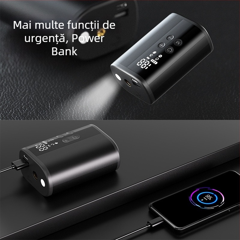 Pompa electrică portabilă multi-funcțională pentru mingi (baschet, fotbal, volei) — afișaj digital, debit de aer 25 L/min, baterie de 2600 mAh, autonomie peste 20 de minute, umflare extrem de rapidă