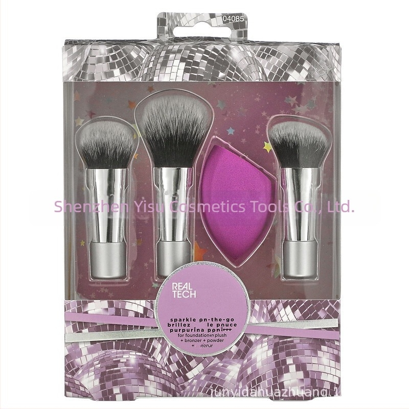 Set pensule de machiaj, 7 bucăți, peri sintetice, mâner din plastic, design portabil, lungime totală 11 cm