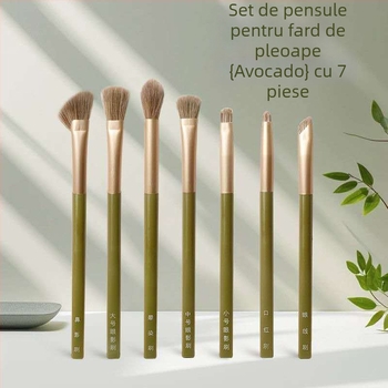 Set de 7 pensule pentru machiajul ochilor, peri sintetice, portabil, potrivit pentru începători; include pensule pentru eyeliner, fard de ochi, conturarea nasului și iluminator.