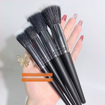 Pensulă pentru blush cu peri sintetice, ambalaj PU, mâner din plastic, portabil, 1 set