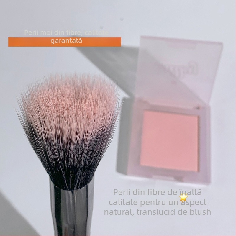 Pensulă pentru blush cu peri sintetice, ambalaj PU, mâner din plastic, portabil, 1 set
