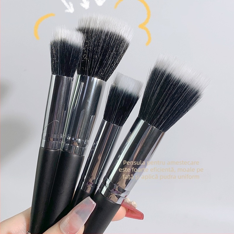 Pensulă pentru blush cu peri sintetice, ambalaj PU, mâner din plastic, portabil, 1 set