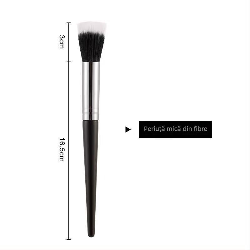Pensulă pentru blush cu peri sintetice, ambalaj PU, mâner din plastic, portabil, 1 set