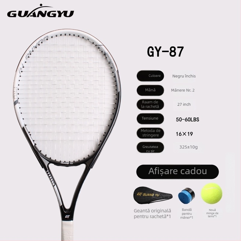 Rachetă de tenis cu cadru din fibră de carbon, 95–100 g, priză G4, rachetă cu lovire dreaptă, pentru jucători începători și intermediari