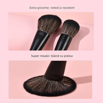 Set de 8 pensule de machiaj cu capete duble, fibre sintetice, mânere din lemn, în husă pentru pensule
