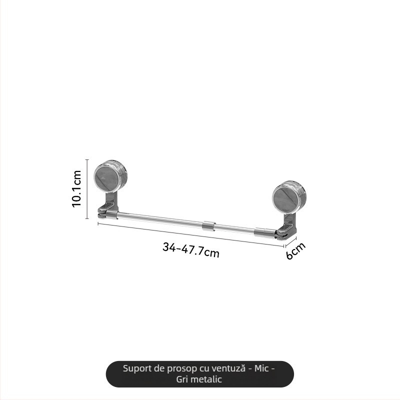 Suport pentru prosoape cu ventuză, extensibil, rotativ, fără găuri, pentru baie, plastic