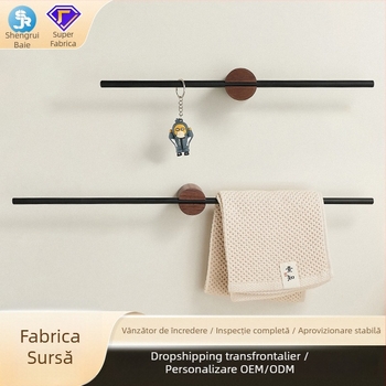 Bară de prosoape pentru perete, din oțel inoxidabil 304, dintr-o singură bară, montaj fără găuri, încărcare 3 kg, anti-derapare, antibacterian, rezistent la ruginire