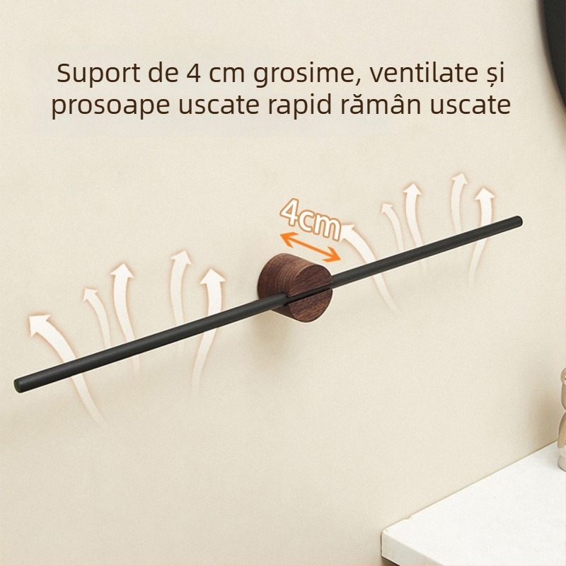 Bară de prosoape pentru perete, din oțel inoxidabil 304, dintr-o singură bară, montaj fără găuri, încărcare 3 kg, anti-derapare, antibacterian, rezistent la ruginire