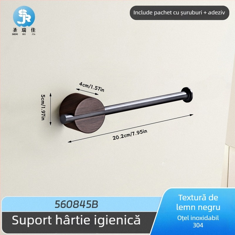Bară de prosoape pentru perete, din oțel inoxidabil 304, dintr-o singură bară, montaj fără găuri, încărcare 3 kg, anti-derapare, antibacterian, rezistent la ruginire