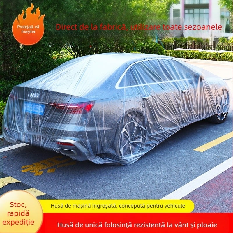 Husă de mașină de unică folosință, film plastic transparent, rezistentă la praf, protecție pentru întreținerea mașinii, personalizabilă pentru mai multe modele