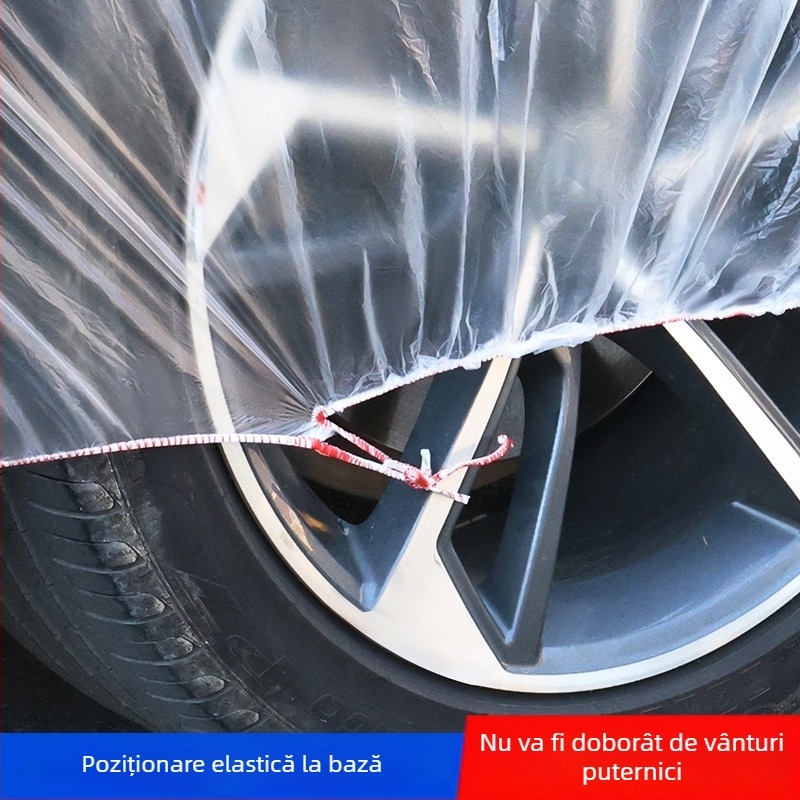 Husă de mașină de unică folosință, film plastic transparent, rezistentă la praf, protecție pentru întreținerea mașinii, personalizabilă pentru mai multe modele