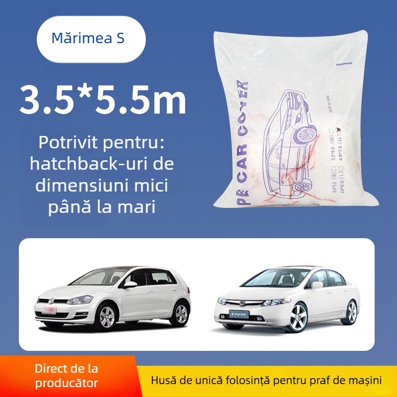 Husă de mașină de unică folosință, film plastic transparent, rezistentă la praf, protecție pentru întreținerea mașinii, personalizabilă pentru mai multe modele