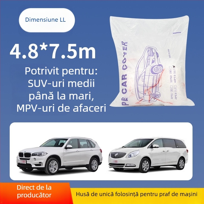 Husă de mașină de unică folosință, film plastic transparent, rezistentă la praf, protecție pentru întreținerea mașinii, personalizabilă pentru mai multe modele