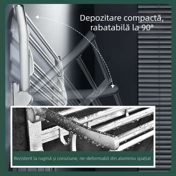 Suport de prosoape din Space aluminum montat pe perete, montare fără găuri, disponibil în design cu un singur rând sau dublu, capacitate de încărcare aproximativ 60 kg