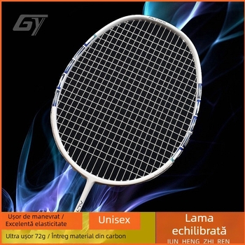 Rachetă badminton - cadru din fibră de carbon, greutate 80–84 g, grosime mâner G5, lovire dreaptă, material coardă Fiber Silk