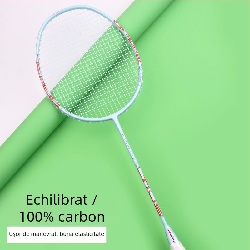 Rachetă badminton - cadru din fibră de carbon, greutate 80–84 g, grosime mâner G5, lovire dreaptă, material coardă Fiber Silk