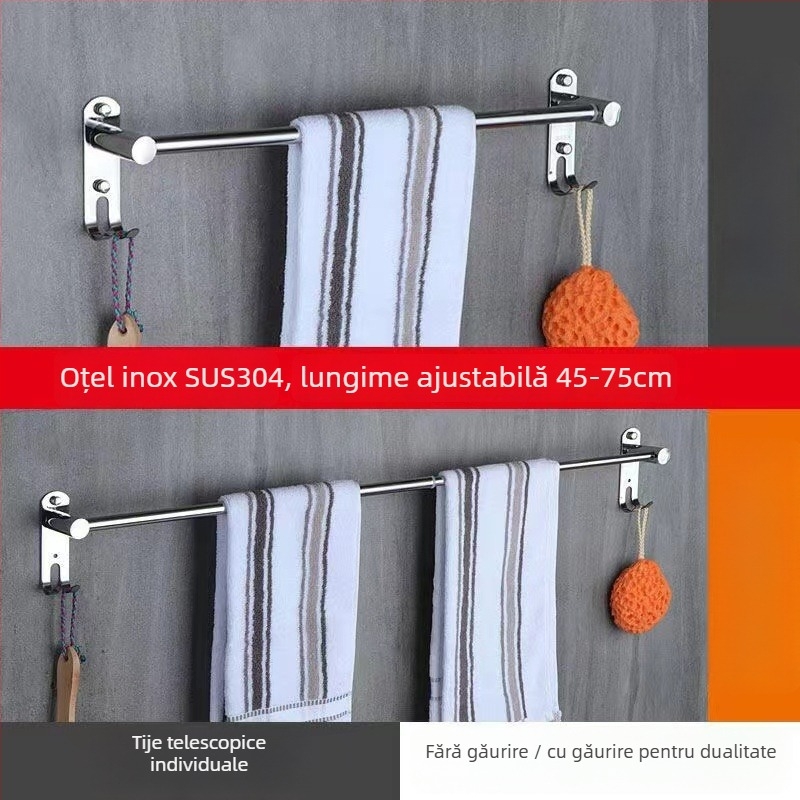 Suport rotativ pentru prosoape, din oțel inoxidabil 304, pliabil pentru baie