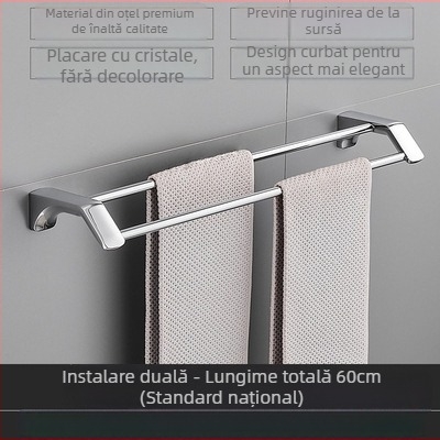 Raft pentru prosoape din oțel inoxidabil pentru baie - Cromată, set 2–6 piese, brand Jierun, cod A2200