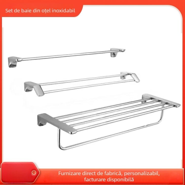 Raft pentru prosoape din oțel inoxidabil pentru baie - Cromată, set 2–6 piese, brand Jierun, cod A2200