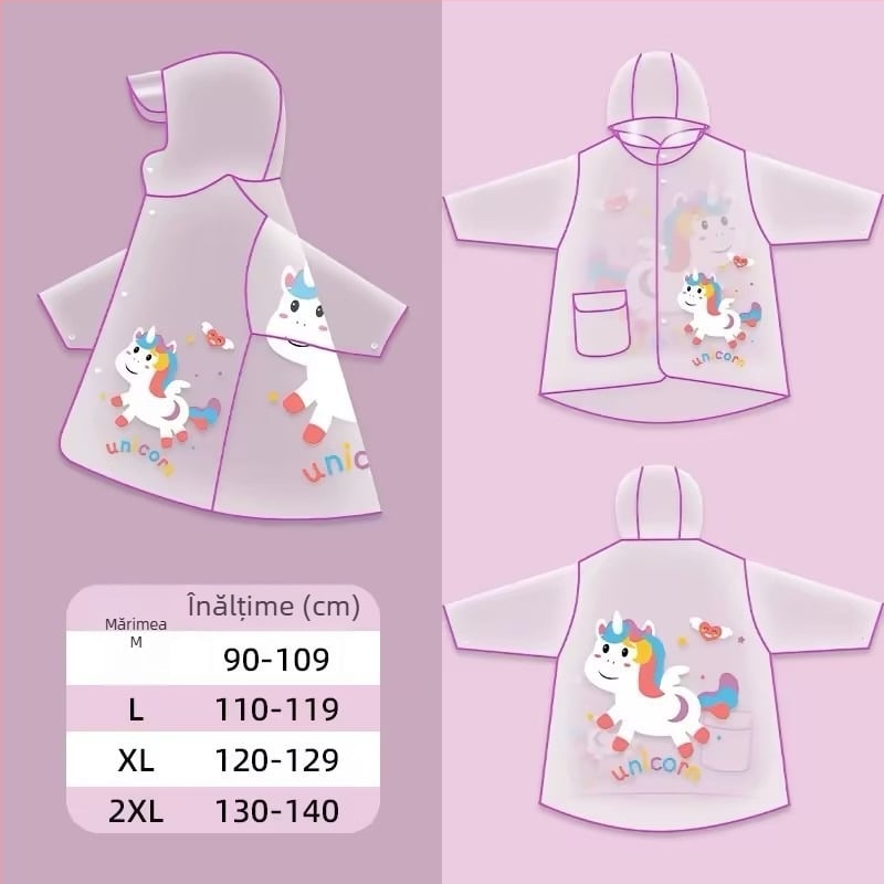 Poncho de ploaie pentru copii, desen animat, unisex, țesătură PVC, grosime normală, pentru bicicletă