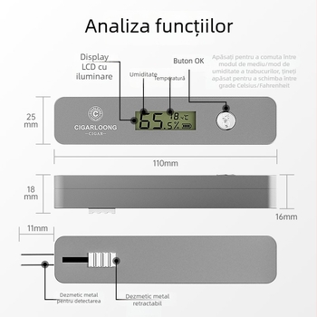 Test de umiditate pentru trabucuri - Marcă CIGARLOONG/Cigarloong, Model CX-25IT, Material: plastic, Stil: lux ușor, simplu