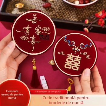 Cutie de cusut pentru nuntă - kit de broderie din pânză pentru mireasă | Brand: Romantic happy event | Cod produs: Wedding sewing box | Material: Pânză | Componente: Broderie