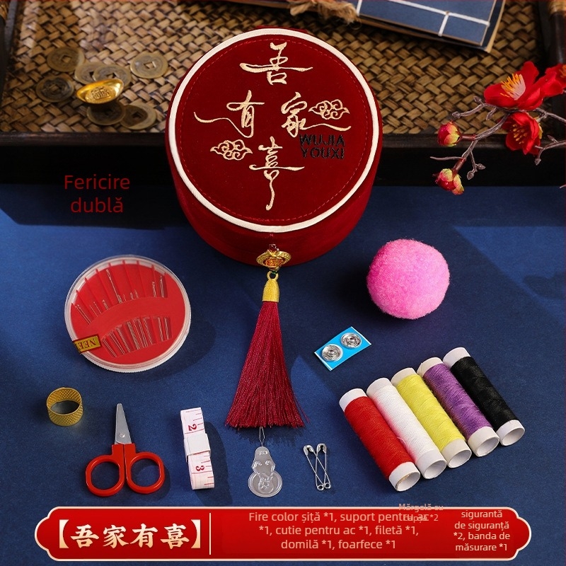 Cutie de cusut pentru nuntă - kit de broderie din pânză pentru mireasă | Brand: Romantic happy event | Cod produs: Wedding sewing box | Material: Pânză | Componente: Broderie