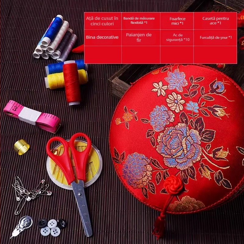 Cutie de cusut pentru nuntă - kit de broderie din pânză pentru mireasă | Brand: Romantic happy event | Cod produs: Wedding sewing box | Material: Pânză | Componente: Broderie