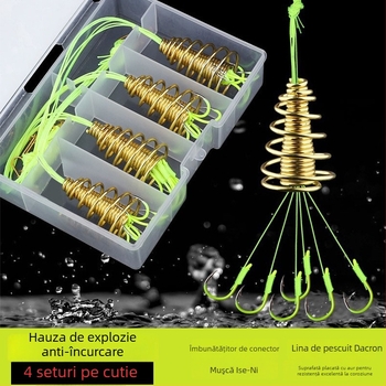 Set de cârlige explozive pentru pescuit, cu secțiune anti-încurcare și arc, 500 bucăți în cutie