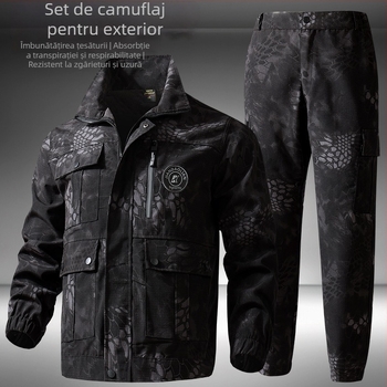 Set de lucru camuflaj pentru primăvară, țesătură plasă, impermeabil, rezistent la uzură, rezistent la vânt, model camuflaj