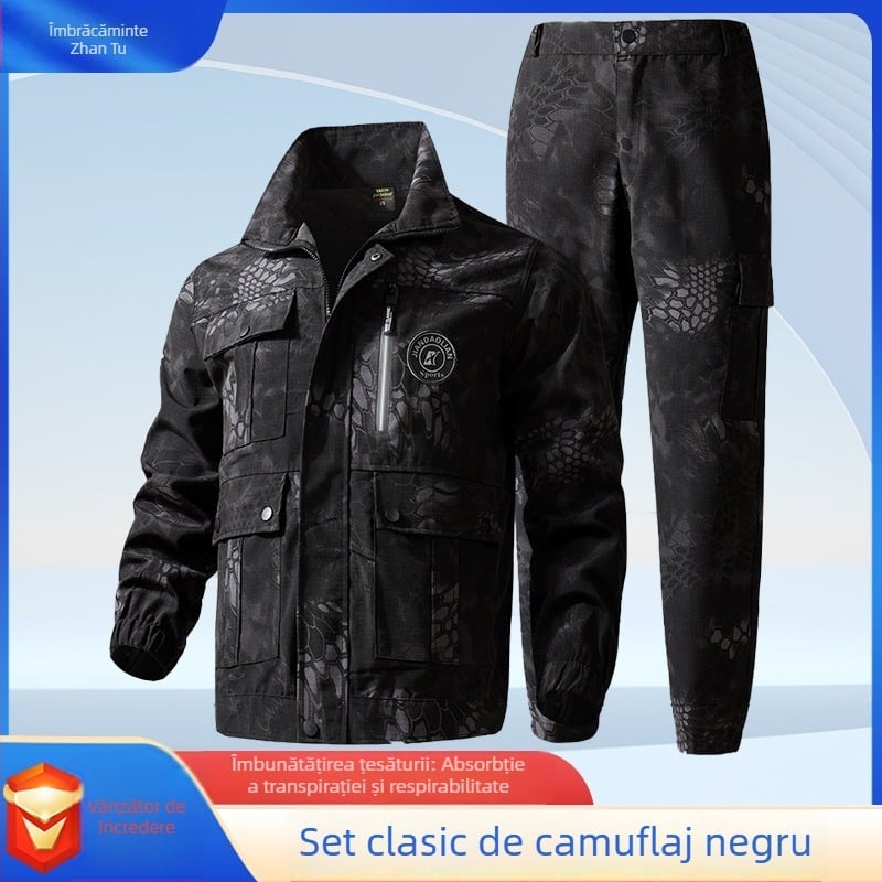 Set de lucru camuflaj pentru primăvară, țesătură plasă, impermeabil, rezistent la uzură, rezistent la vânt, model camuflaj