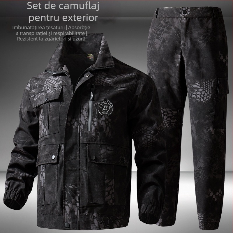 Set de lucru camuflaj pentru primăvară, țesătură plasă, impermeabil, rezistent la uzură, rezistent la vânt, model camuflaj