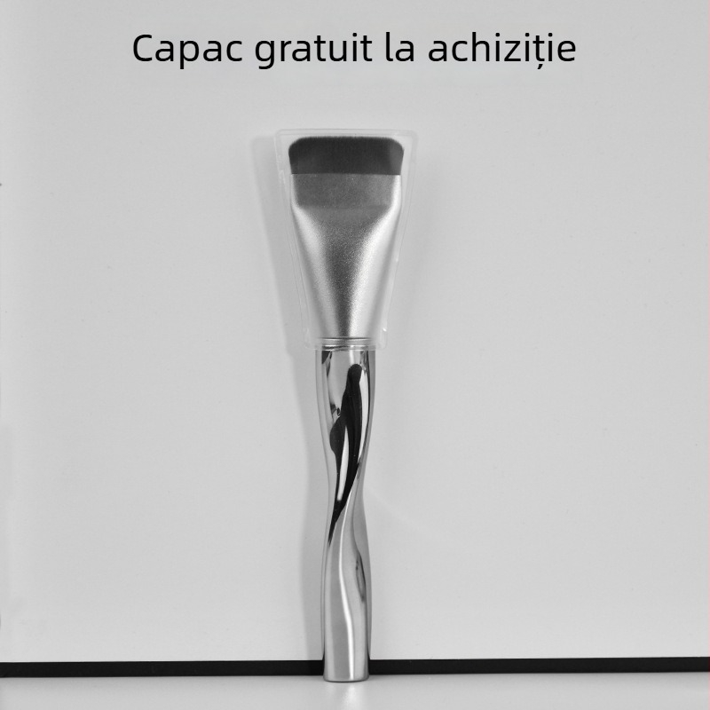 Pensulă de machiaj cu cap plat pentru fond de ten, mască facială și corector; ultra-subțire, fără urme; fibre sintetice, mâner din plastic, mâner lung; 1 bucată; Hengrun